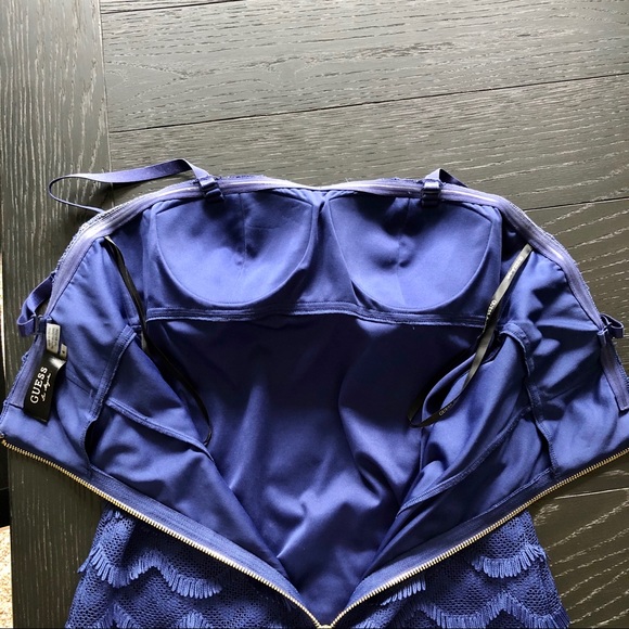 Guess Navy Lace Strapless Sheath Dress - Picture 6 of 10